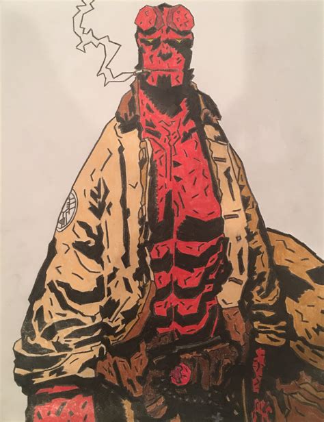 Did a little hellboy fan art : HellBoy