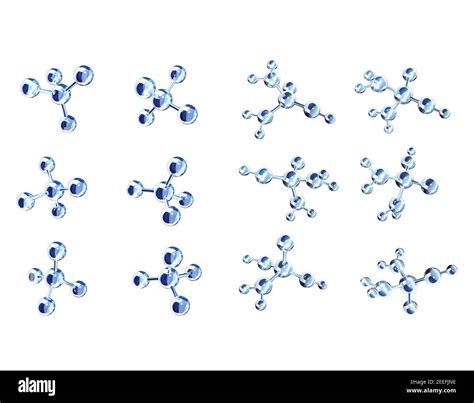 Collection Of Models Of Abstract Molecular Structure View From Different Angles Isolated On