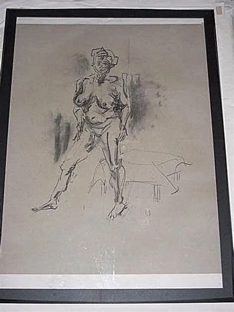 Female Nude Figure Original Charcoal Drawing Naked Woman Gesture Blonde