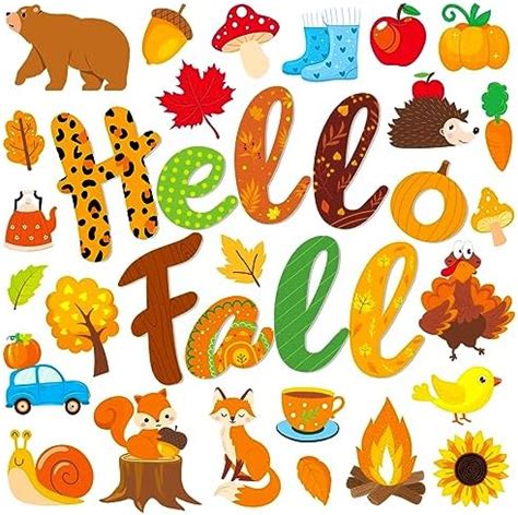 Amazon Hello Fall Autumn Cutouts 84 Pack Woodland Thanksgiving