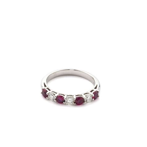 Platinum Ruby Diamond Band Ring - RBR00968