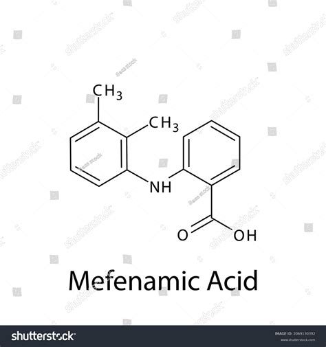 Estructura molecular de ácido mefenámico, fórmula: vector de stock (libre de regalías ...