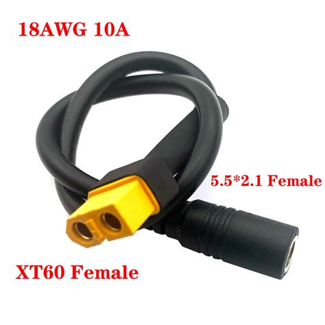 Xt60 Male Female Connector To Dc5525 5521 Power Cable 5 5x2 5mm 5 5 2 1