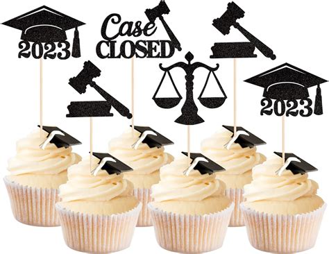 Amazon 24 Pack Lawyer 2023 Graduation Cupcake Toppers Glitter