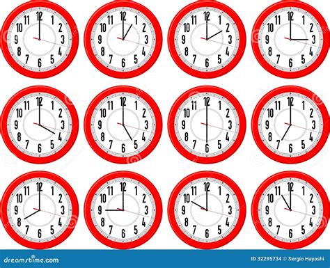 Analog Wall Clock Showing Hours Each Hour Stock Vector By