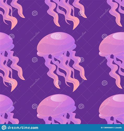 Jellyfish Seamless Pattern Stock Vector Illustration Of Decor 138995669