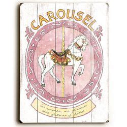 Personalized Carousel Horse Vintage 9x12 Wood Sign - FindGift.com