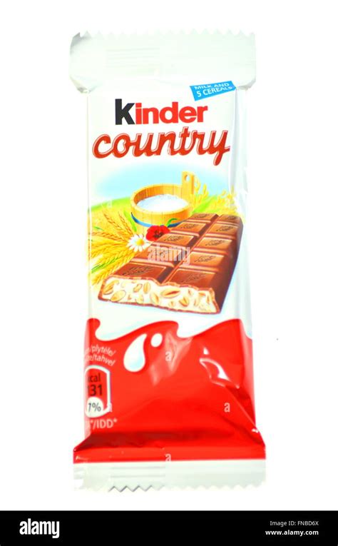 Kinder Country Chocolate Bar Isolated On White Background Kinder Country Bars Are Produced By