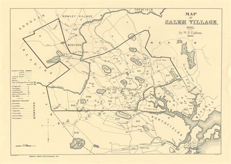 A3 Poster Salem Massachusetts Witch Trials Map 17th Century