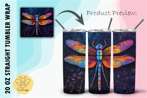 Dragonfly 3D Pop Art Tumbler Wrap 24 Graphic By BeeDrawings