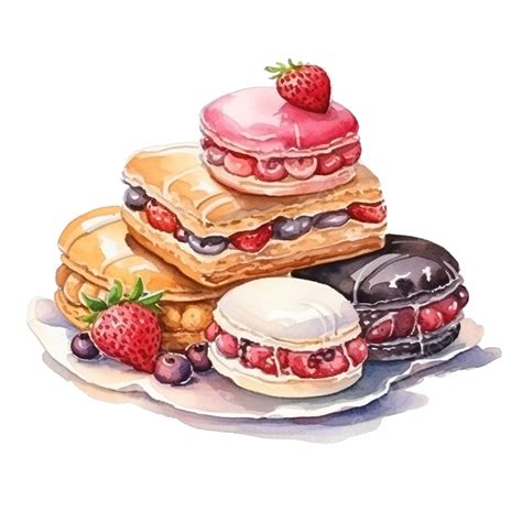 Bake And Sweet Dessert Bakery Watercolor Menu Icing Sugar Png