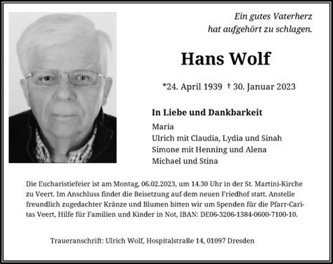 Alle Traueranzeigen für Hans Wolf trauer rp online de