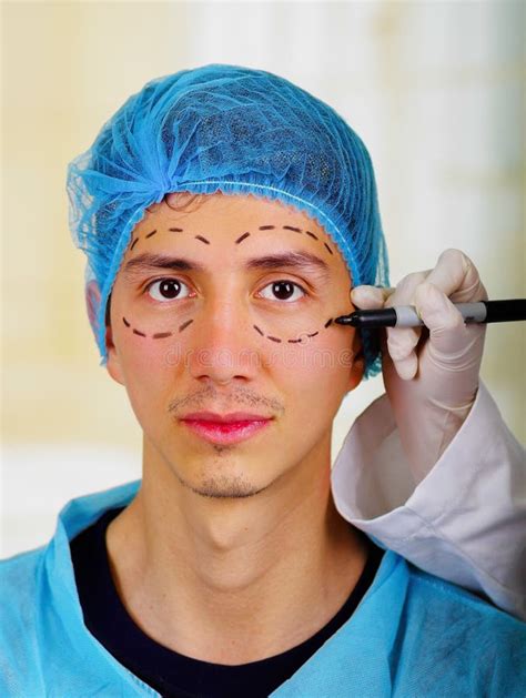 Surgeon Drawing Marks On Female Body Before Plastic Operation White