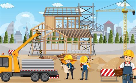 Cartoon Construction Site Background