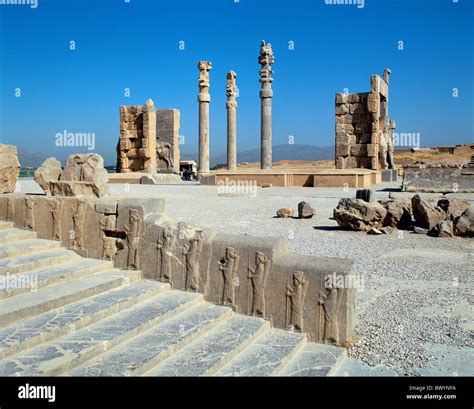 Apadana Behind Xerxes Gate Iran Middle East Culture Wall Persepolis