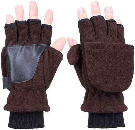 Winter Warme Handschuhe Damen Mann Winter Polar Fleece Half Finger Flip