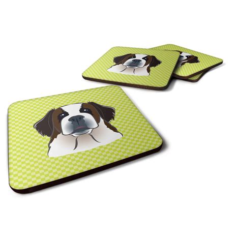 Carolines Treasures Bb Fc Checkerboard Lime Green Saint Bernard Foam