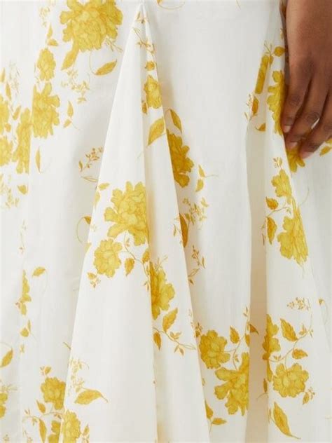 Emilia Wickstead Marita Floral Print Cotton Poplin Yellow White Square