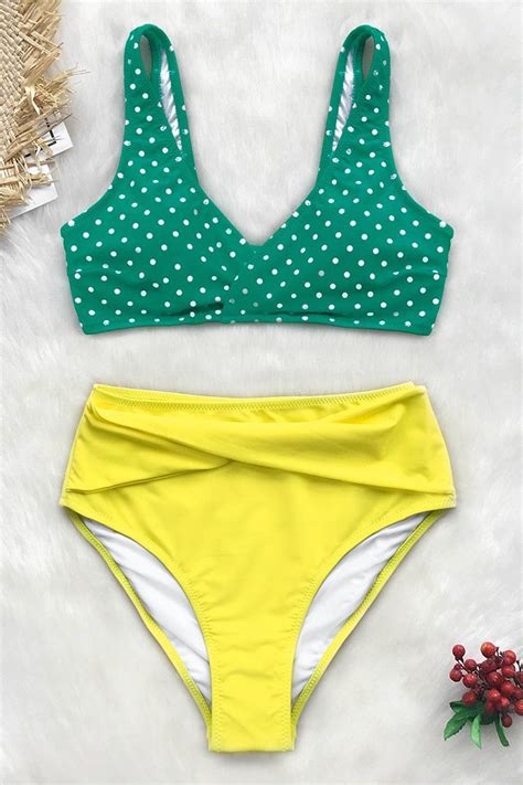 Cupshe Live Life On The Beach High Waisted Bikini Yellow High