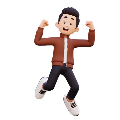 3d Male Character Happy Jumping 24132283 Png