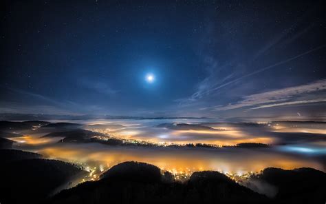 Sunlight Landscape Night Sky Stars Sunrise Evening Moonlight Horizon Atmosphere Dusk