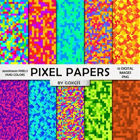 Pixel Digital Paper Seamless Geometric Backgrounds Vivid | Etsy