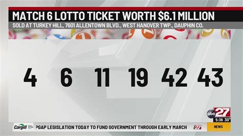 Pennsylvania Lottery Match Jackpot Worth Million Won In