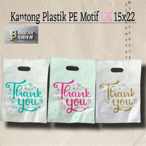 Jual Isi 50 Ukuran 15x22 Kantong Plastik PE Motif Thank You Kantong