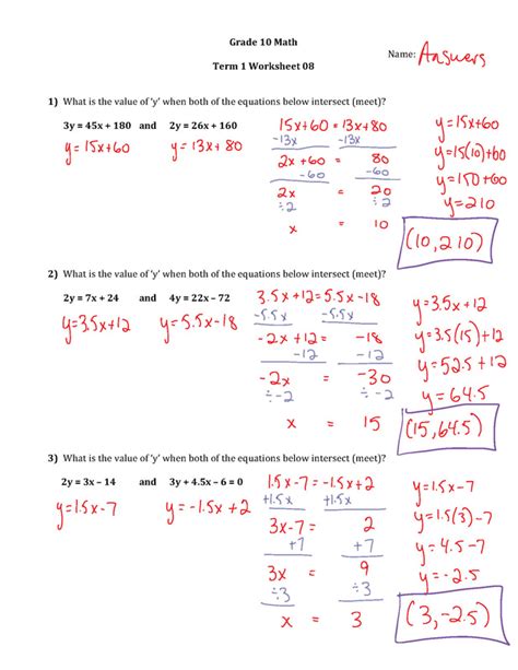 Math Questions And Answers For 10th Grade