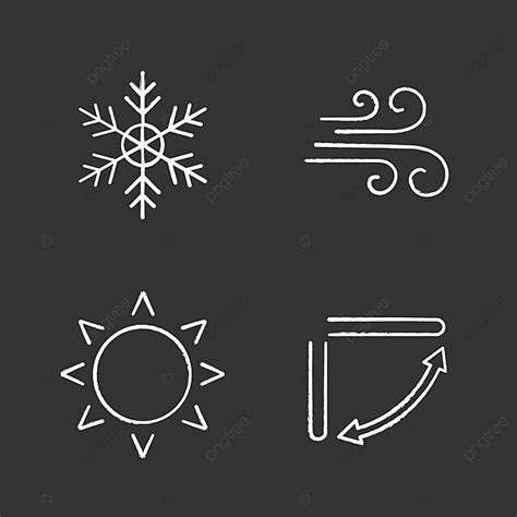 Air Conditioning Chalk Icons Set Arrow Snowflake Doodle Vector Arrow