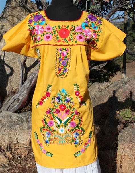 Mexican Peasant Dress Blouse Colorful Flowers Embroidered Etsy