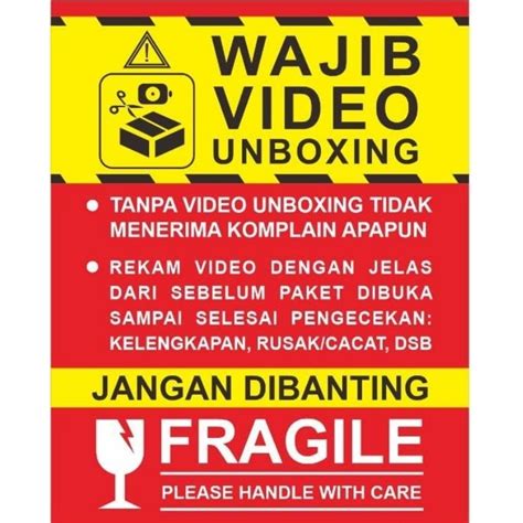 Jual Kertas Stiker Unboxing Fragile 10 X 8 Cm Sticker Pembukaan Paket