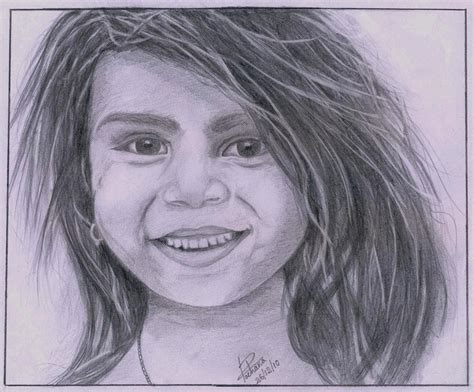 A poor girl with million dollar smile.. Drawing by Rachana Gurung