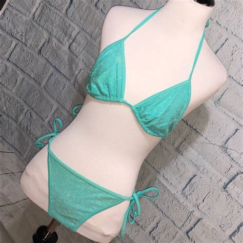 Womens Teal Shimmer Bikini Must Have Gem