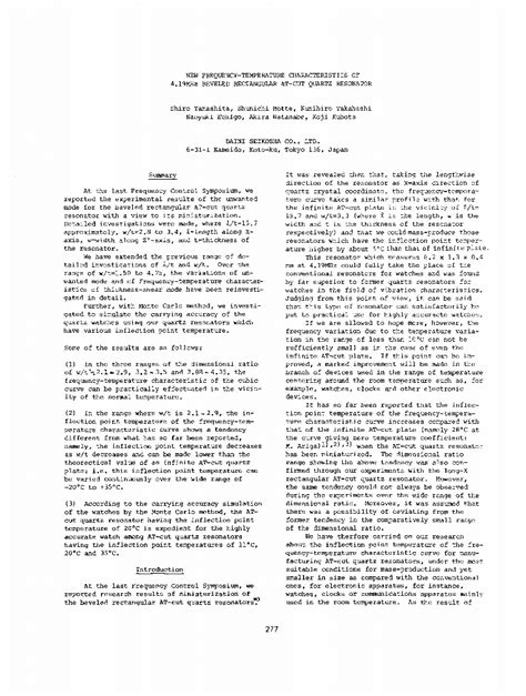 New Frequency Temperatur Characteristics Of Mhz Beveled Rectangular