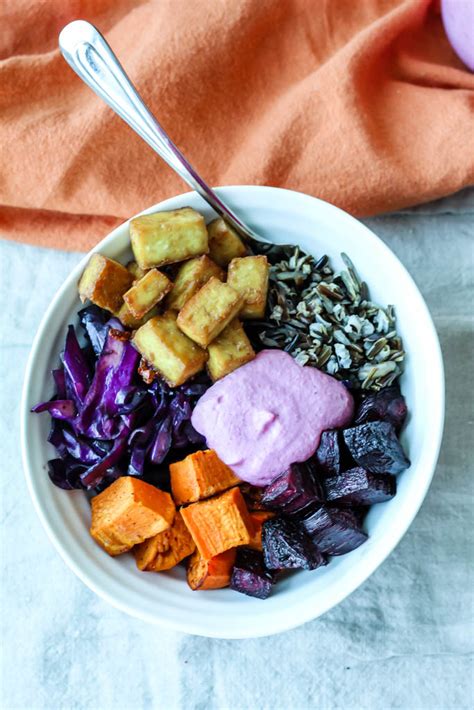 Vegan Wild Rice And Tofu Buddha Bowls With Cranberry Sunflower Seed Sauce Up Beet Kitchen