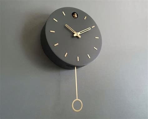 Cuckoo Clock Anthracite With Brass Accessories Handmade Etsy