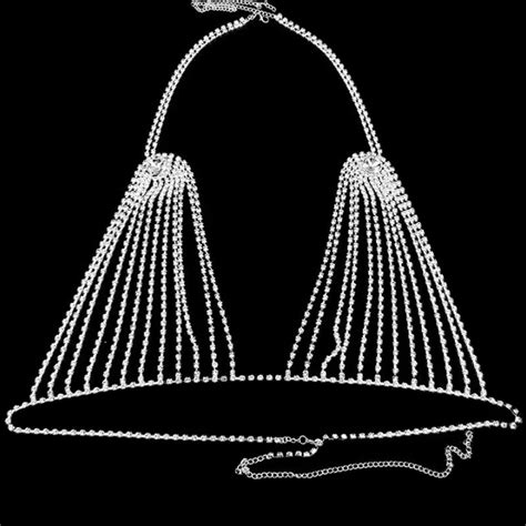 HOT Sexy Hollow Rhinestone Bra And Thong Panties For Women Charm