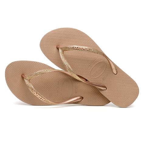 Chinelo Havaianas Slim Glitter Feminino Bege Netshoes