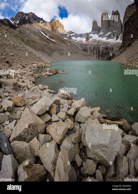 A hike to The Base of the Towers, Torres del Paine, Chile Stock Photo ...