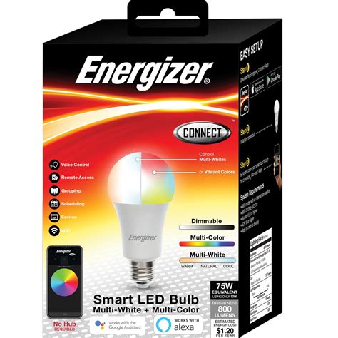 Energizer Smart Wi Fi LED Light Bulb Multi White And Multi Color 60W