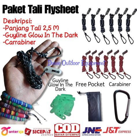 Jual Paket Hemat Tali Flysheet Tali Tenda Dome Tali Prusik Carabiner