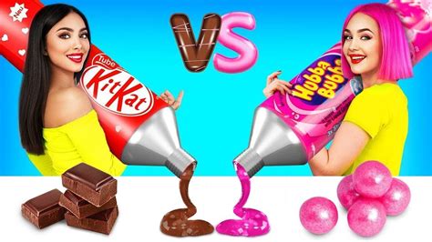 Desafío de Comida de Chicle vs Chocolate 100 Capas de Chicle