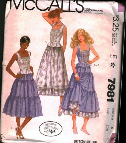 7981 Vintage McCalls SEWING Pattern Misses Top Skirt Laura Ashley