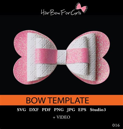 Hair Bow Svg Template Dxf Pdf Faux Leather Sheets Hair Bow Etsy