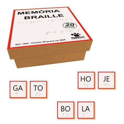 Jogo Memória Silabas Braille Madeira 20 Peças Mdf Ciabrink Jogos de