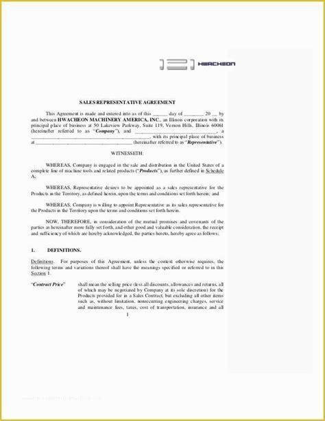 Sales Representative Agreement Template Free