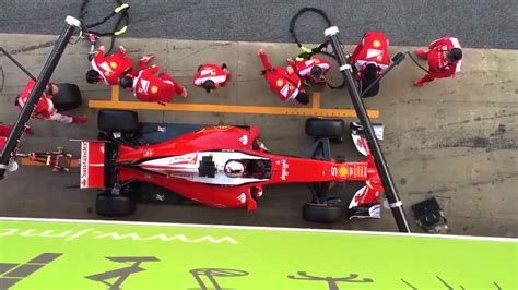 F1 2016 Barcelona Test 2 Ferrari Pit Stop For Sebastian Vettel From