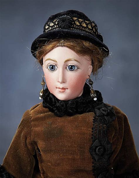 French Bisque Poupee With Rare Portrait Expression And Unusual Neck