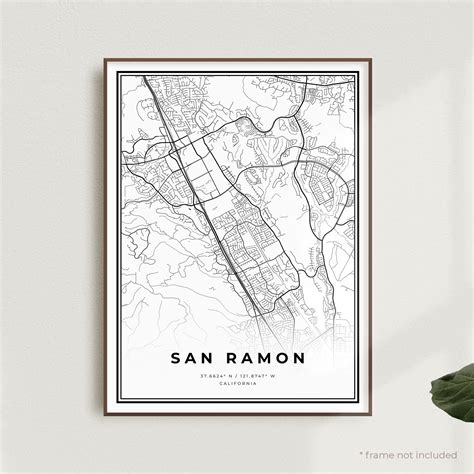 San Ramon Map Print, San Ramon Street Map Poster, California, Modern